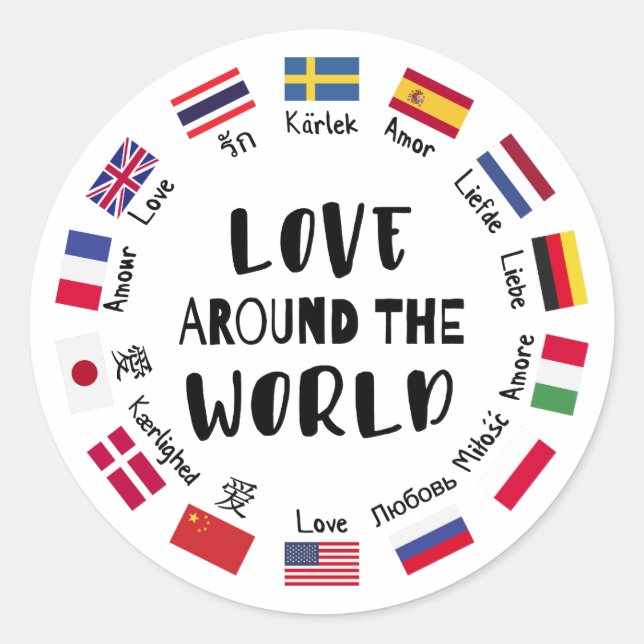 Adesivo Love Around the World Languages  (Frente)