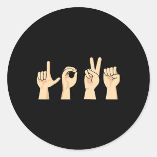 Adesivo Love ASL Dia de os namorados Cute Sign Language Aw