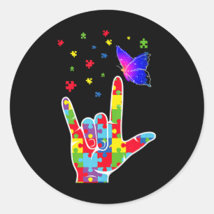 Adesivo Love ASL Sinal Language Quebra-cabeça Butterfly Au