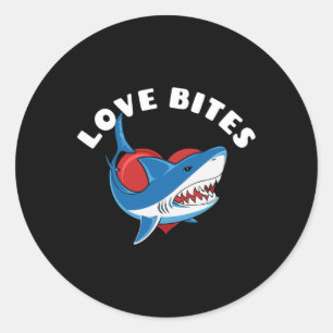 Adesivo Love Bites Funny Dia de os namorados Shark Heart P