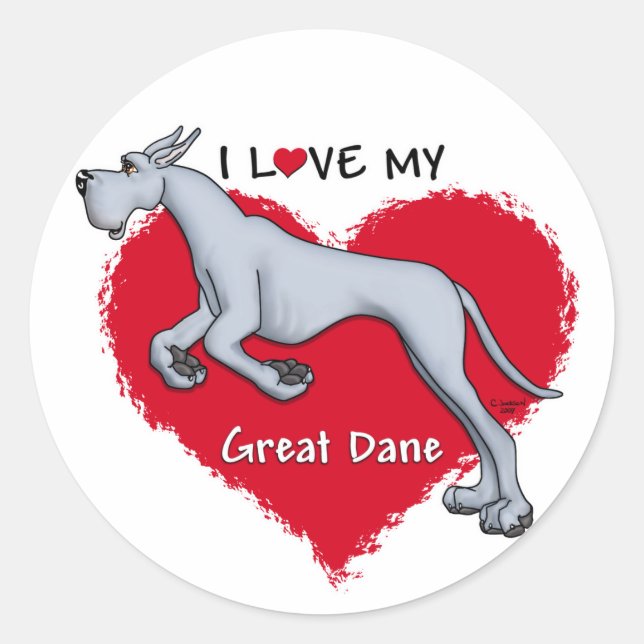 Adesivo Love Blue Great Dane (Frente)