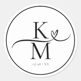 Adesivo Love Calliografia Initials Swash Heart Black ID940