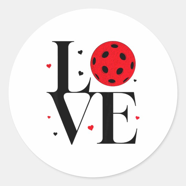 Adesivo Love Ckleball Valentines Day Cute Red Heart  (Frente)