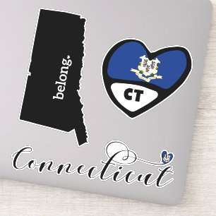 Adesivo Love Connecticut, 3 Designs, "Die Cut Stickers"