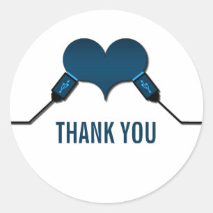 Adesivo Love Connection USB Obrigado Stickers, Azul