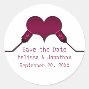 Adesivo Love Connection USB Save Date Stickers, Fuchsi