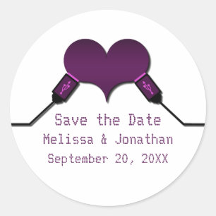 Adesivo Love Connection USB Save Date Stickers, Purple