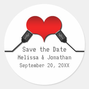 Adesivo Love Connection USB Save Date Stickers, Red