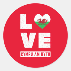 Adesivo Love Cymru Am Byth Wales Flag Welsh Roots Vintage