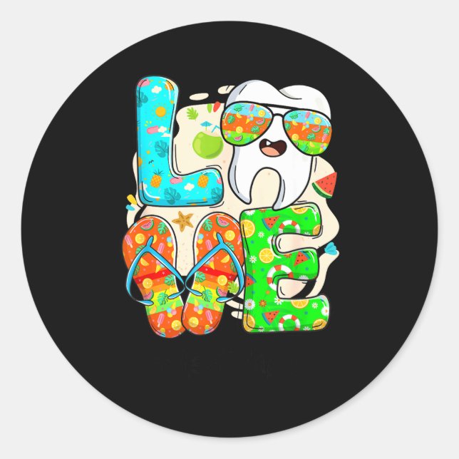 Adesivo Love Dental Life Cute Tooth Flip Flops Summer Dent (Frente)