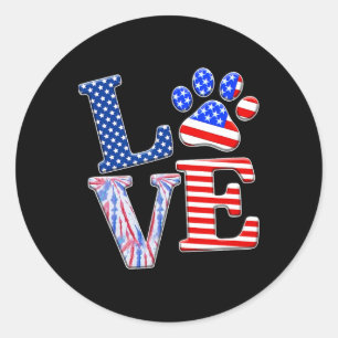 Adesivo Love Dog Paw American Flag Tie Dye Dog Lover 4º O