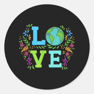 Adesivo Love Earth Salve O Planeta Vintage Floral Earth Da