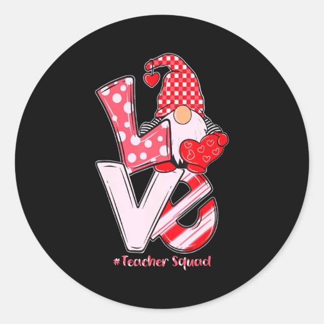 Adesivo Love Gnome Teacher Squad Happy Valentine Gnome Tea (Frente)
