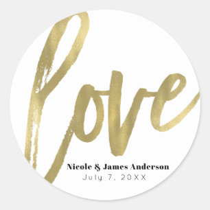 Adesivo LOVE Gold Tipografia Moderna Lembrancinha de Casam