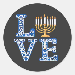 Adesivo Love Hanukkah Jewish Holiday Menorah