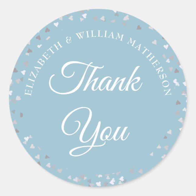 Adesivo Love Hearts Confetti Script Obrigado (Frente)