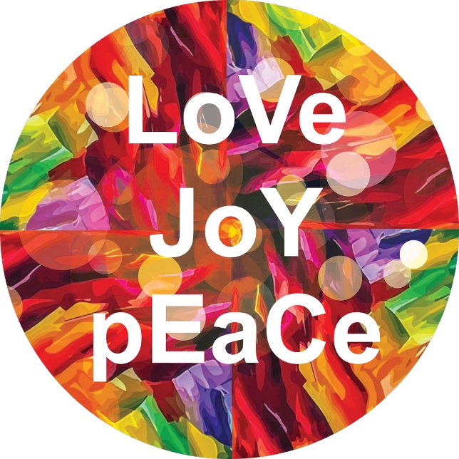 Adesivo Love Joy Peace Sticker Round (Criador carregado)