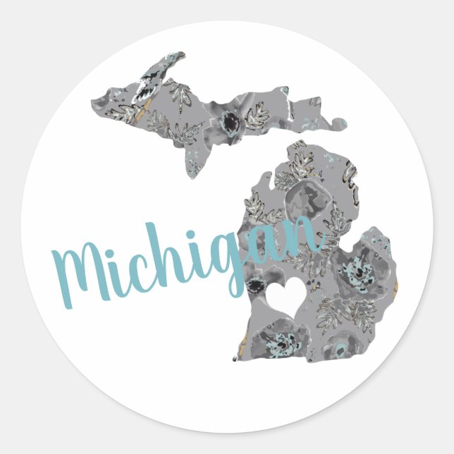 Adesivo Love Michigan Floral Cheia Silhouette (Frente)