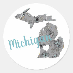 Adesivo Love Michigan Floral Cheia Silhouette