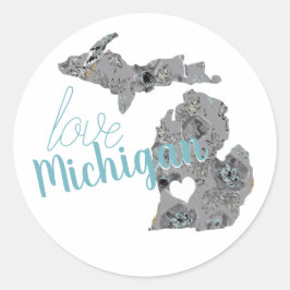 Adesivo Love Michigan Floral Cheia Silhouette