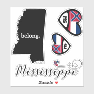 Adesivo Love Mississippi, 3 Designs, Die Cut Stickers