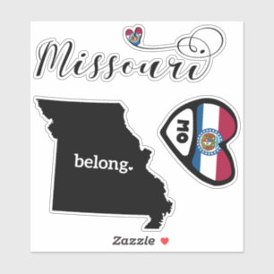 Adesivo Love Missouri, 3 Designs, Die Cut Stickers