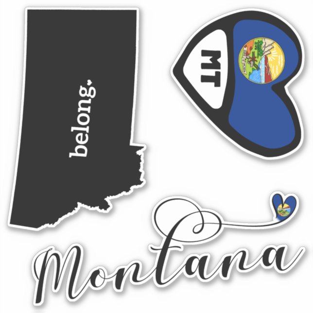 Adesivo Love Montana, 3 Designs, Die Cut Stickers (Frente)
