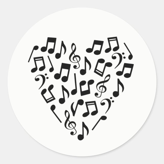 Adesivo Love Music Heart of Music Notes (Frente)