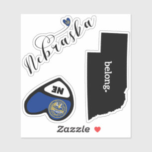 Adesivo Love Nebraska, 3 Designs, Die Cut Stickers