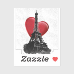 Adesivo Love Paris Red Heart Eiffel Tower