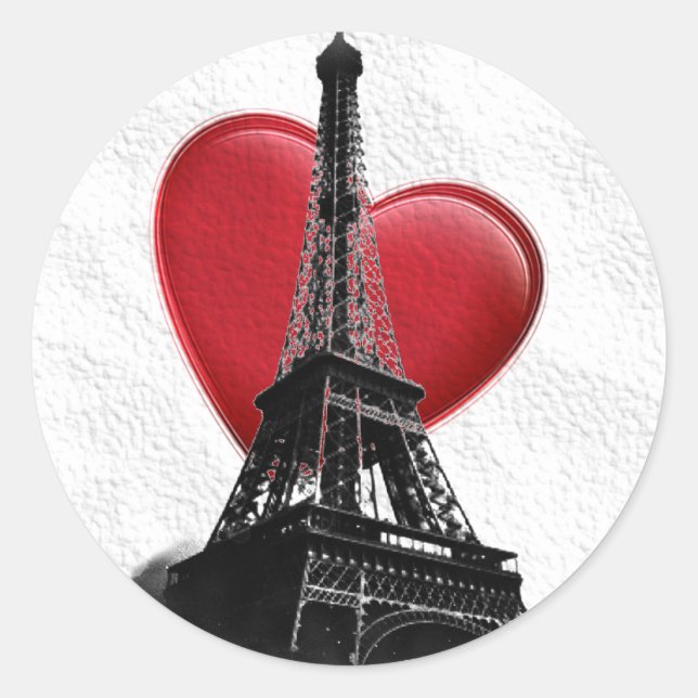 Adesivo Love Paris Red Heart Eiffel Tower (Frente)