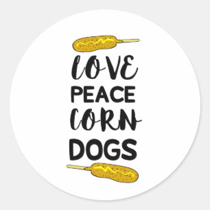 Adesivo Love Peace Corn Dog Engraçado Comida