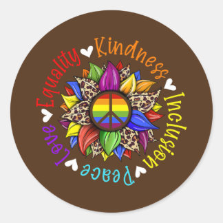 Adesivo Love Peace Kindness Igualdade Inclusão Sinal de Pa
