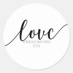 Adesivo LOVE Preto Tipo de Letra Elegante Favor