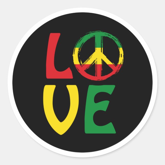 Adesivo LOVE Reggae com símbolo de paz (Frente)