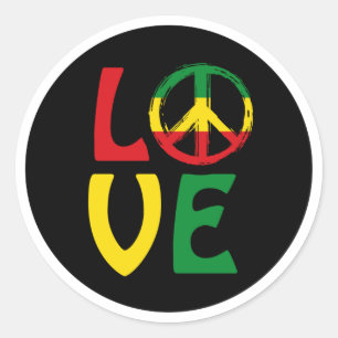 Adesivo LOVE Reggae com símbolo de paz