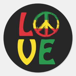 Adesivo LOVE Reggae with peace symbol
