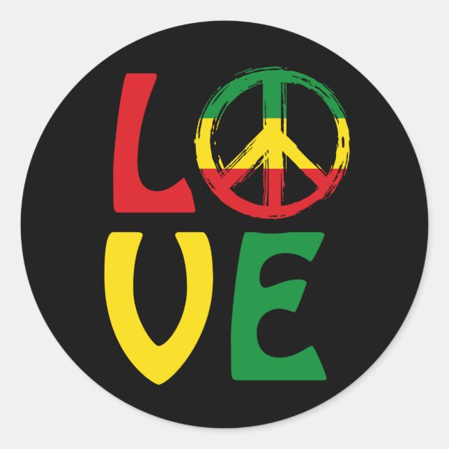 Adesivo LOVE Reggae with peace symbol (Frente)