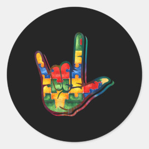 Adesivo Love Sign Language Autism Awarsm Suporte a Quebra-
