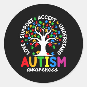 Adesivo Love Support Accept Compreender Autismo De Árvore