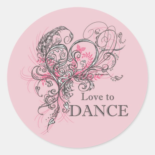Adesivo Love to Dance Sticker (personalizável) (Frente)