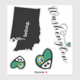 Adesivo Love Washington, 3 Designs, Die Cut Stickers
