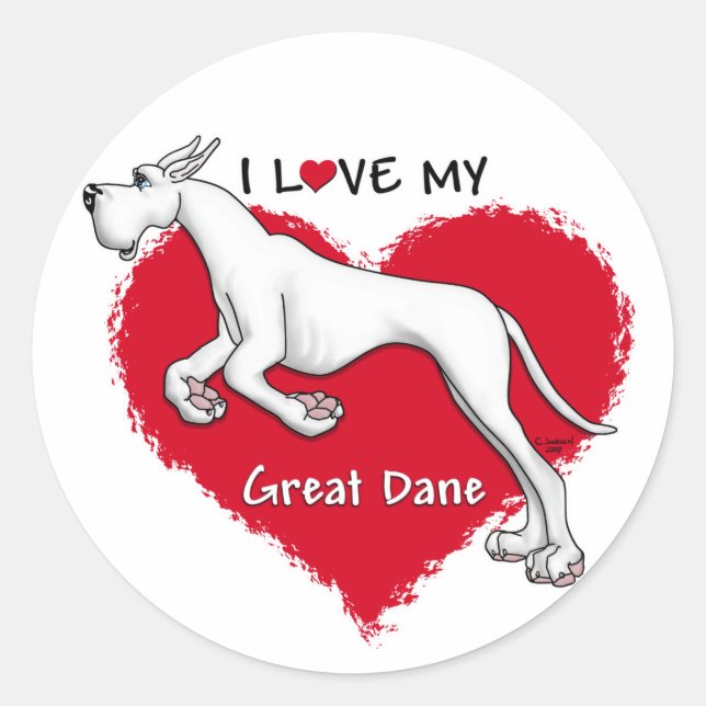 Adesivo Love White Great Dane (Frente)