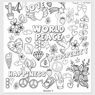 Adesivo Love World Peace Prosperity Happy Coling Sticker