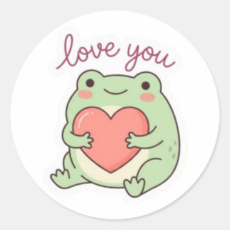 Adesivo Love You Frog Sticker Cute Frog Heart Soft Aesthet