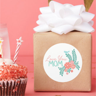 Adesivo Love you mom callipraphy floral frame