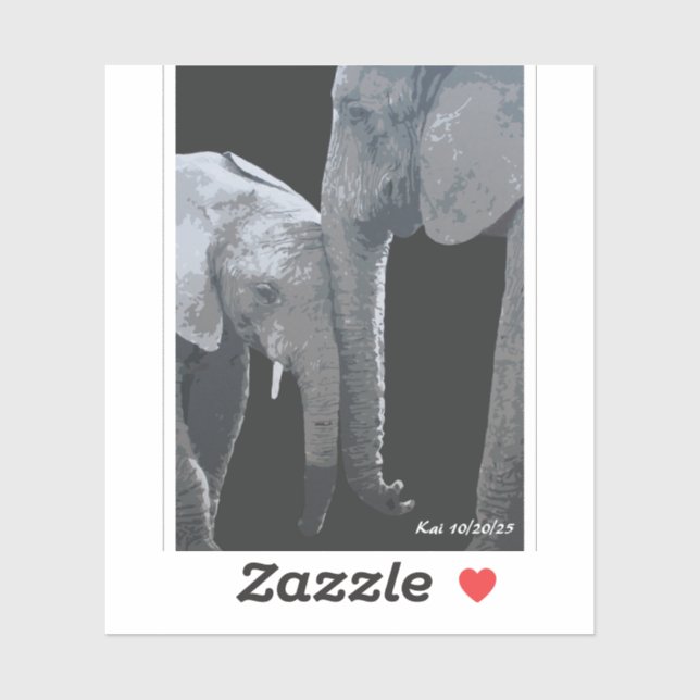 Adesivo Love You More, Elephant Original Art (Folha)