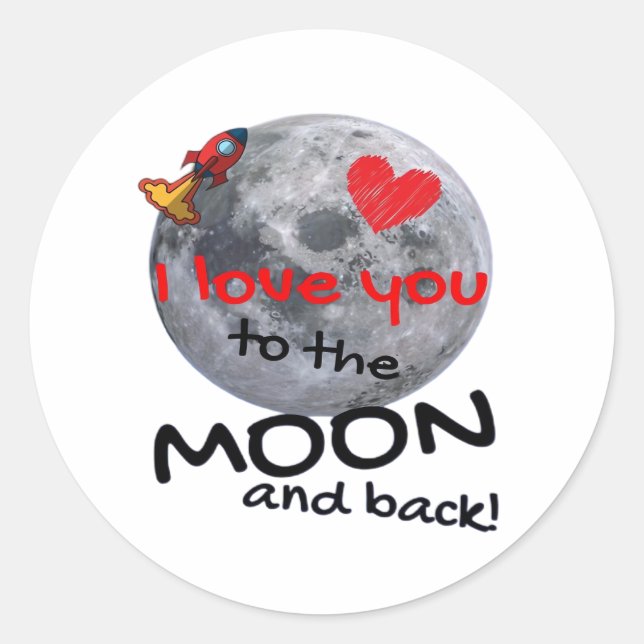 Adesivo Love You To The Moon And Back Playful Style  (Frente)