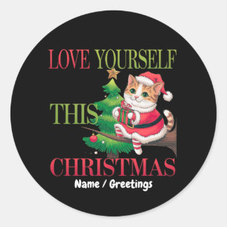 Adesivo  Love Yourself This Christmas Cute Cat Holiday