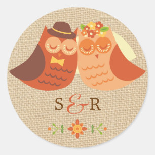 Adesivo Lovebird Owl no Burlap Wedker Sticker